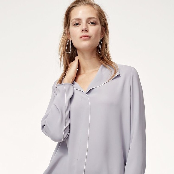 Aritzia Babaton Rena Shirt in Gray Size Medium New With Tags NWT - Picture 3 of 15